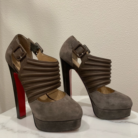 Christian Louboutin ByeBye heels Grey suede 36 1/2 - Picture 4 of 5